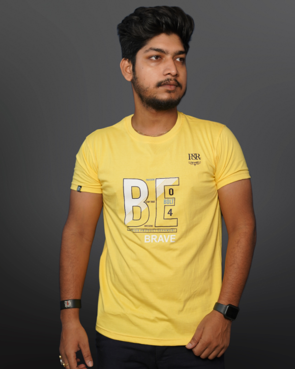 Mens round neck regular fit t-shirt YELLOW - Image 4